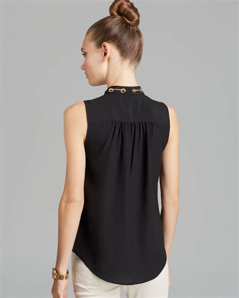 michael kors metallic blouse|Michael Kors sleeveless tops.